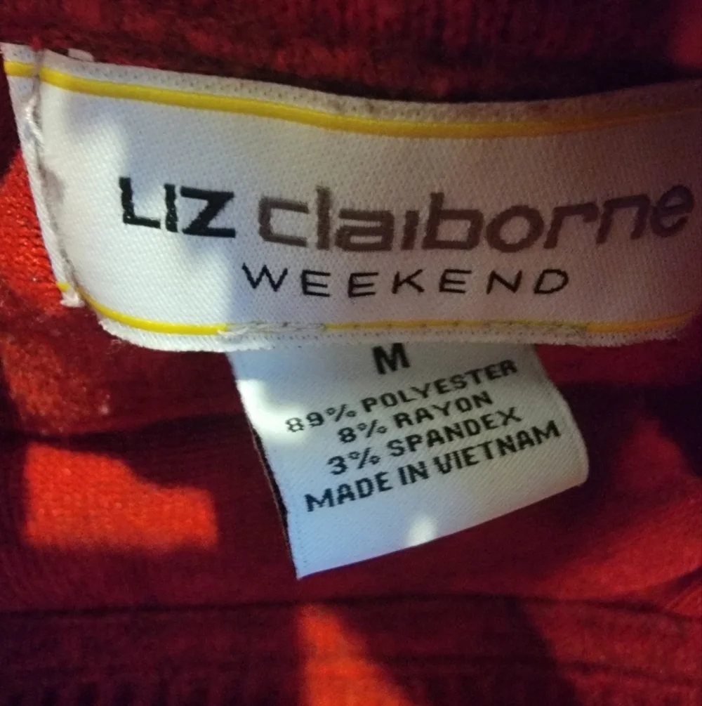 Women's Liz Claiborne Red Cowl Neck Long Sleeve Sweater Sz Medium